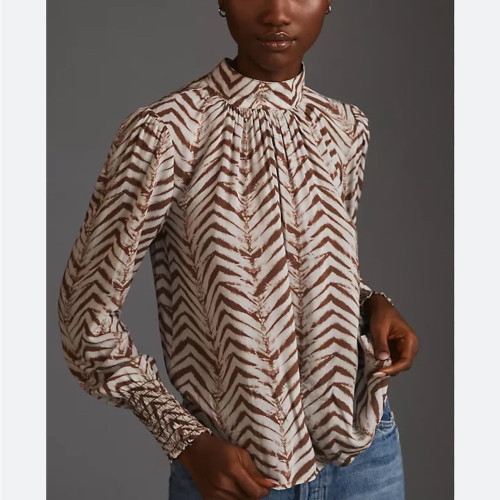 Bella Dahl Lila Mock Neck Smocked Blouse